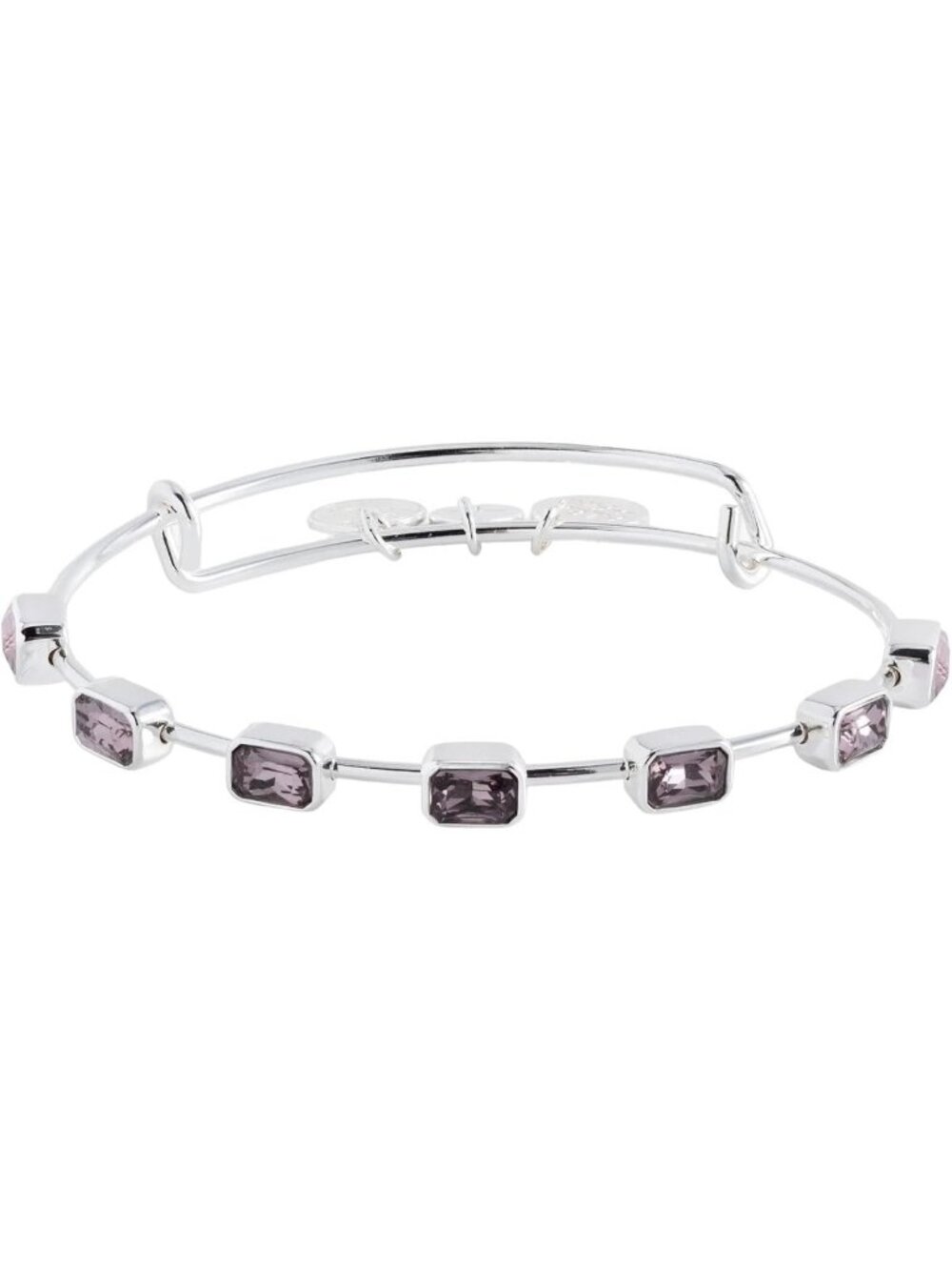June Birthstone Bangle Shiny Silver Birthstone Emerald Cut Bangle Bracelet